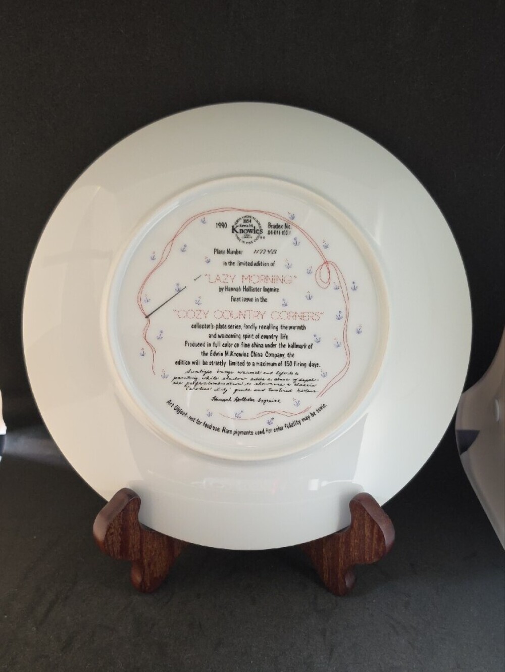 Knowles Blue Cat Kitchen Art Plate - Picture 4 of 5